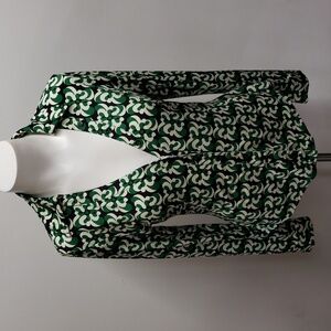 Zara Fitted Buttoned Front Blouse Women's Size L Retro Hippie Grunge Green